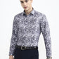 Grey Printed Slim Fit Party Wear Shirt | Greenfibre