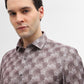 Brown Printed Slim Fit Party Wear Shirt | Greenfibre