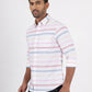 Pink Striped Slim Fit Casual Shirt | Greenfibre