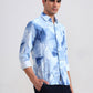 Sky Blue Printed Slim Fit Casual Shirt | Greenfibre