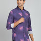 Purple Printed Slim Fit Casual Shirt | JadeBlue