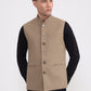 Khaki Solid Regular Fit Waistcoat  | Greenfibre