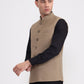 Khaki Solid Regular Fit Waistcoat  | Greenfibre