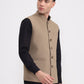 Khaki Solid Regular Fit Waistcoat  | Greenfibre
