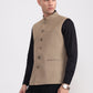 Khaki Solid Regular Fit Waistcoat  | Greenfibre