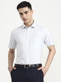 White & Green Checked Regular Fit Formal Shirt | Greenfibre