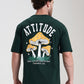 Bottle Green Printed Oversize Fit T-Shirt | Greenfibre