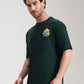 Bottle Green Printed Oversize Fit T-Shirt | Greenfibre
