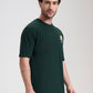 Bottle Green Printed Oversize Fit T-Shirt | Greenfibre