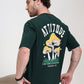 Bottle Green Printed Oversize Fit T-Shirt | Greenfibre