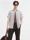 White & Purple Printed Slim Fit Casual Shirt | Greenfibre