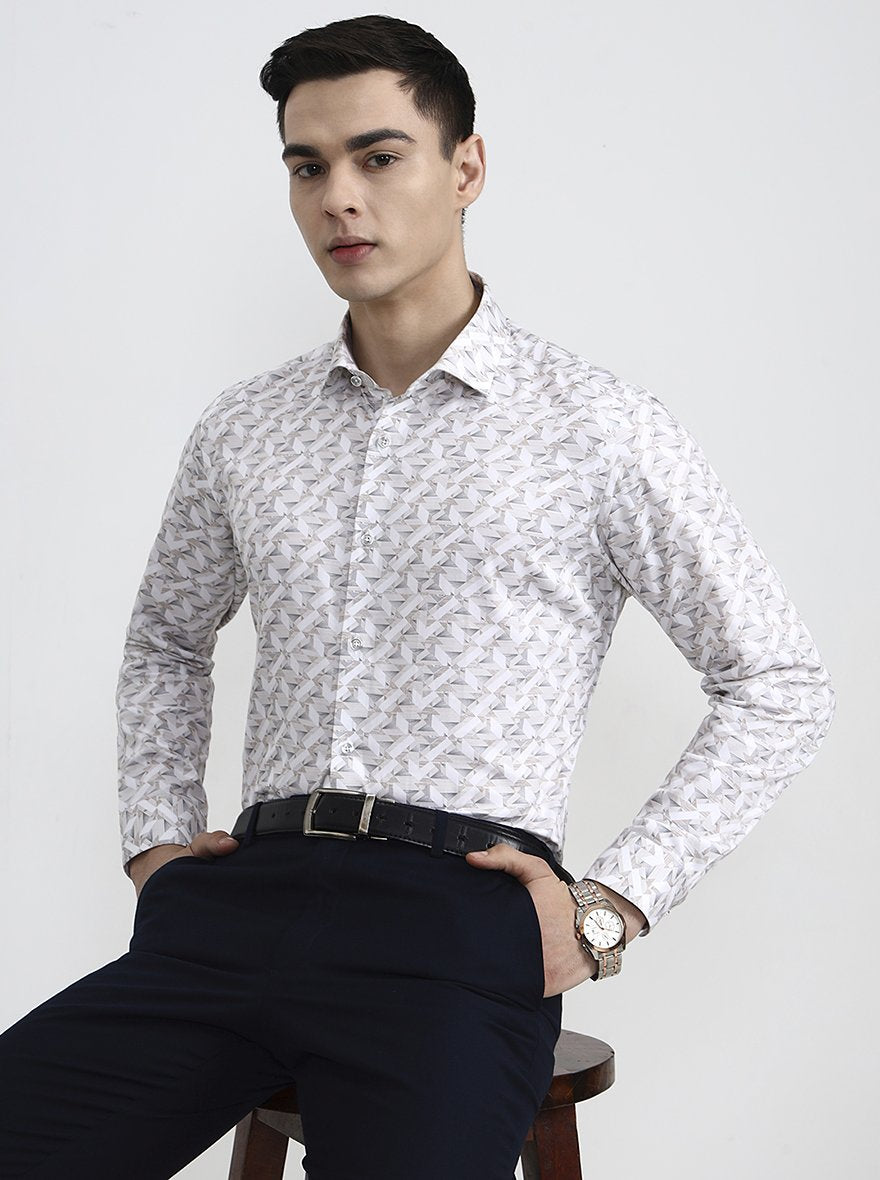 Fawn Printed Slim Fit Party Wear Shirt | Greenfibre