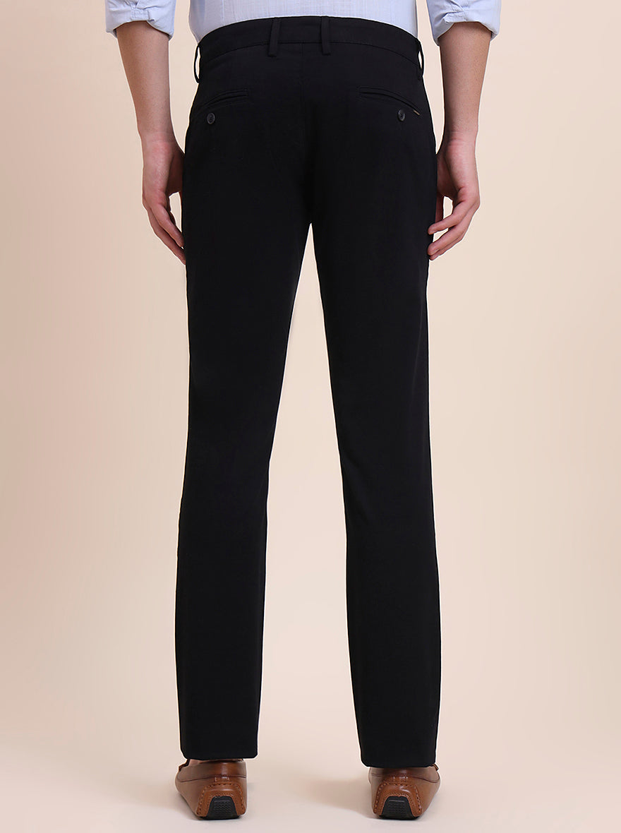 Black Printed Super Slim Fit Casual Trouser | Greenfibre