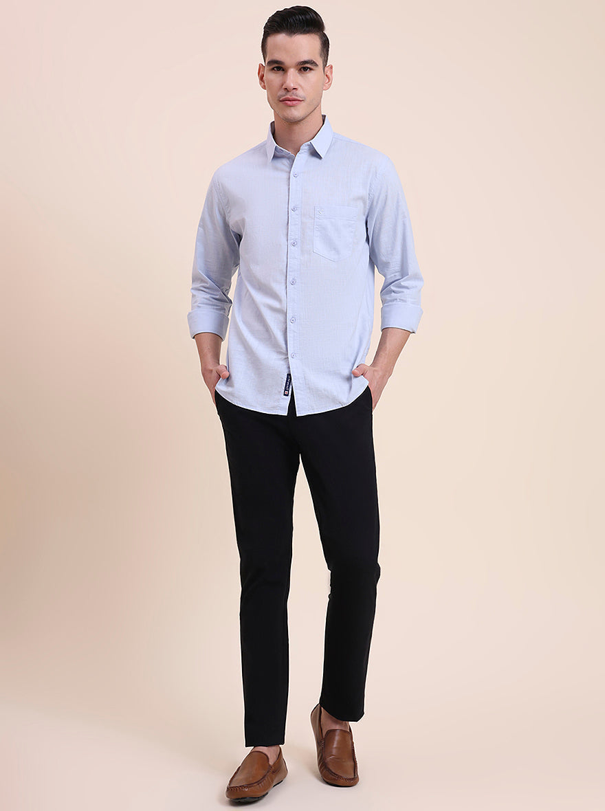 Black Printed Super Slim Fit Casual Trouser | Greenfibre