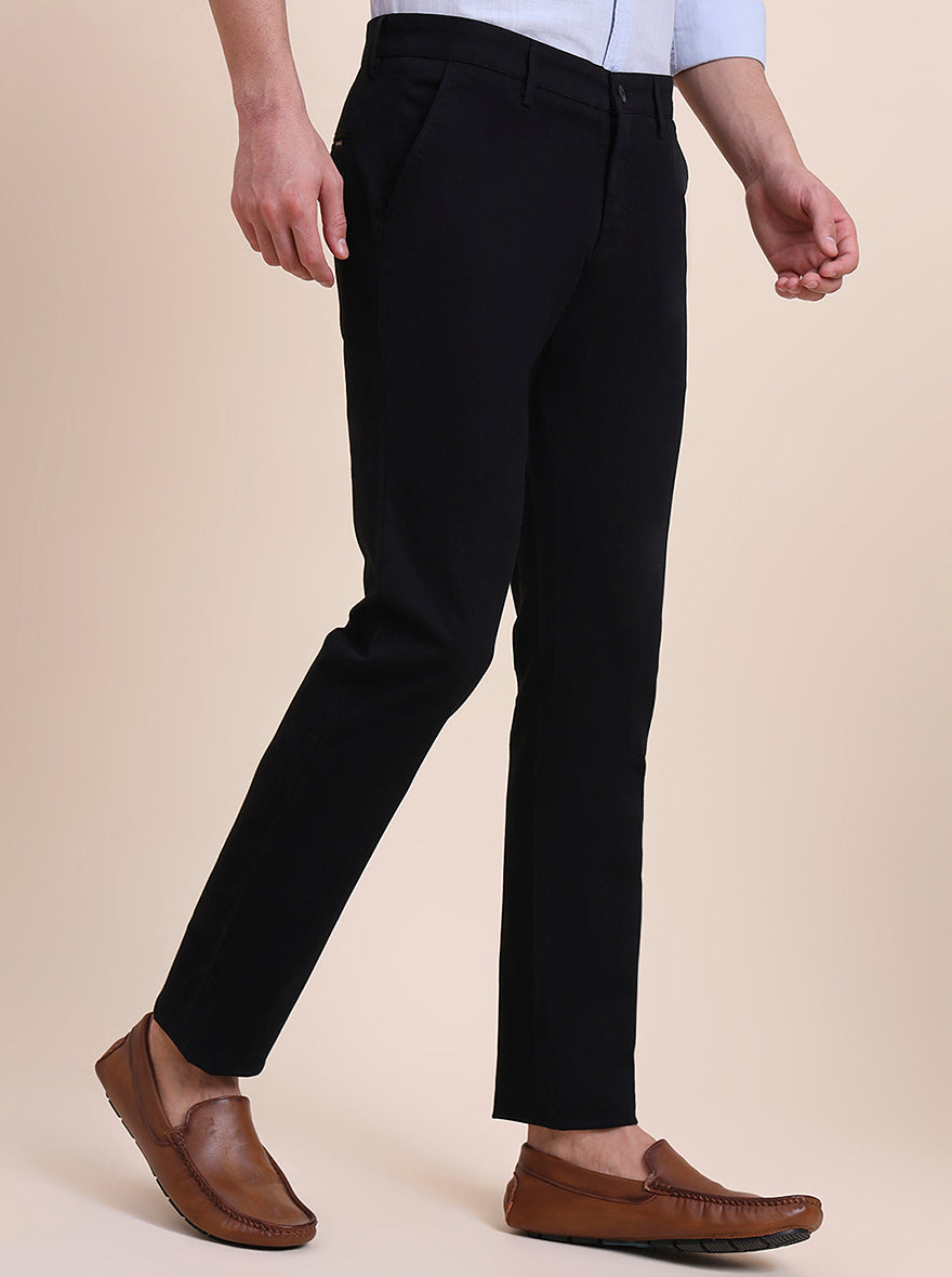 Black Printed Super Slim Fit Casual Trouser | Greenfibre