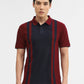 Navy & Maroon Striped Slim Fit Polo T-Shirt | Greenfibre