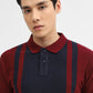 Navy & Maroon Striped Slim Fit Polo T-Shirt | Greenfibre