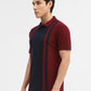 Navy & Maroon Striped Slim Fit Polo T-Shirt | Greenfibre