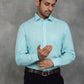 Light Blue Striped Regular Fit Formal Shirt | GreenFibre