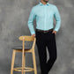 Light Blue Striped Regular Fit Formal Shirt | GreenFibre