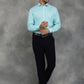 Light Blue Striped Regular Fit Formal Shirt | GreenFibre