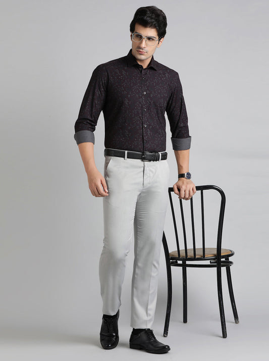 Wine Printed Slim Fit Party Wear Shirt | Greenfibre