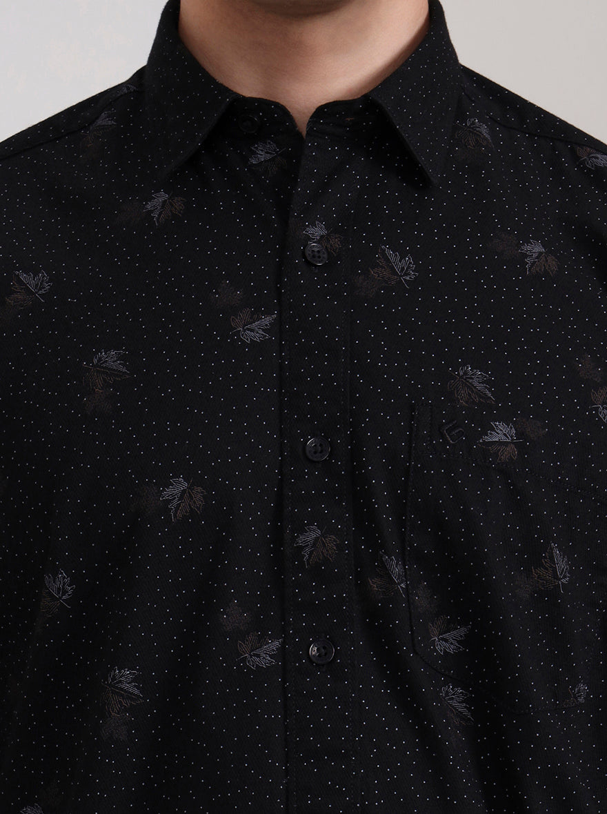Black Printed Smart Fit Semi Casual Shirt | Greenfibre