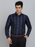 Black & Blue Checked Slim Fit Formal Shirt | Metal