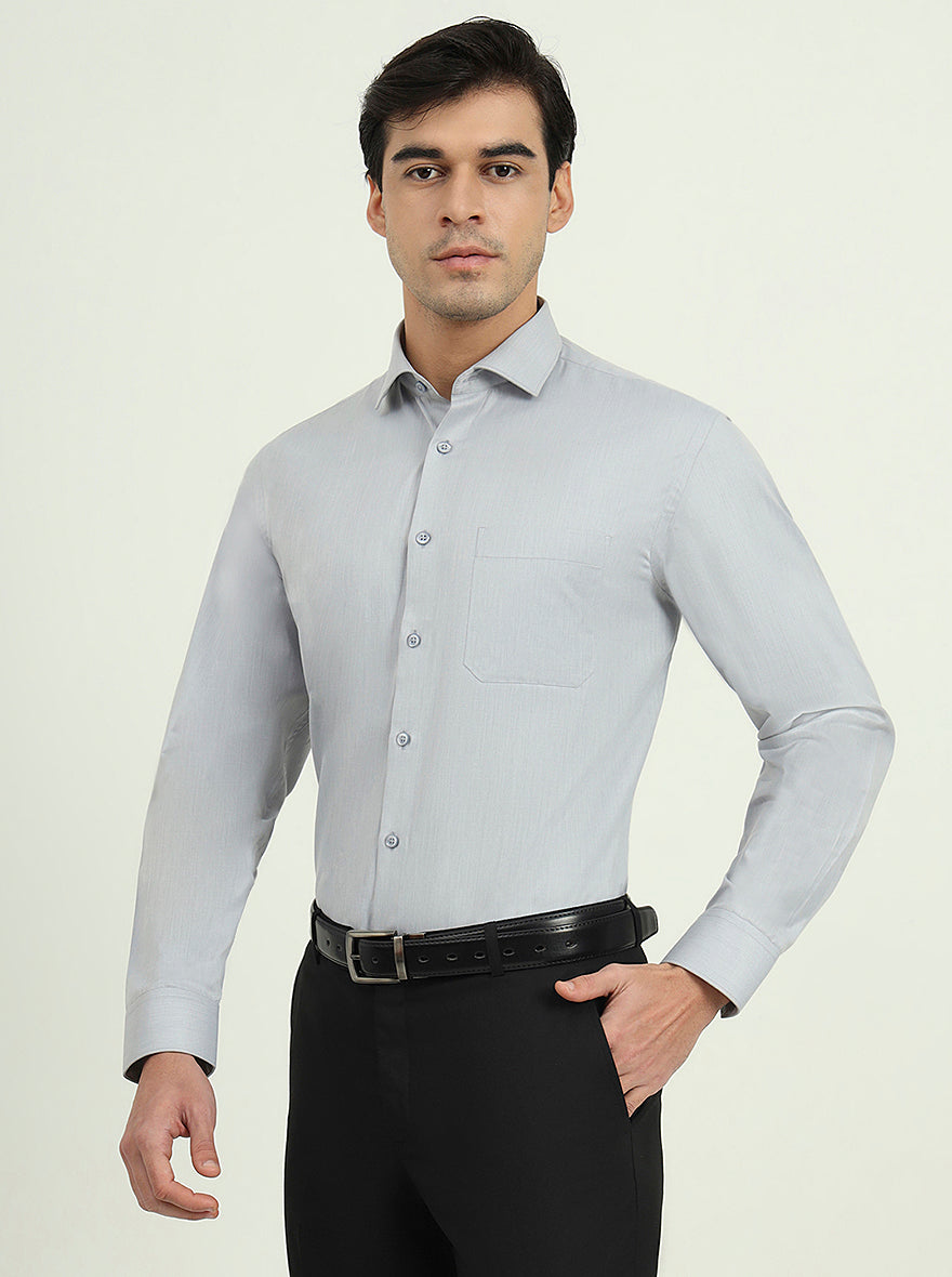 Grey Solid Regular Fit Formal Shirt | Greenfire