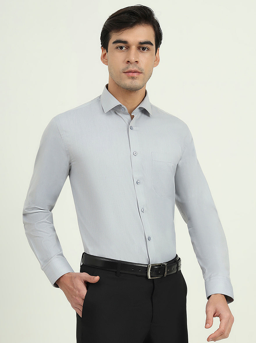 Grey Solid Regular Fit Formal Shirt | Greenfire
