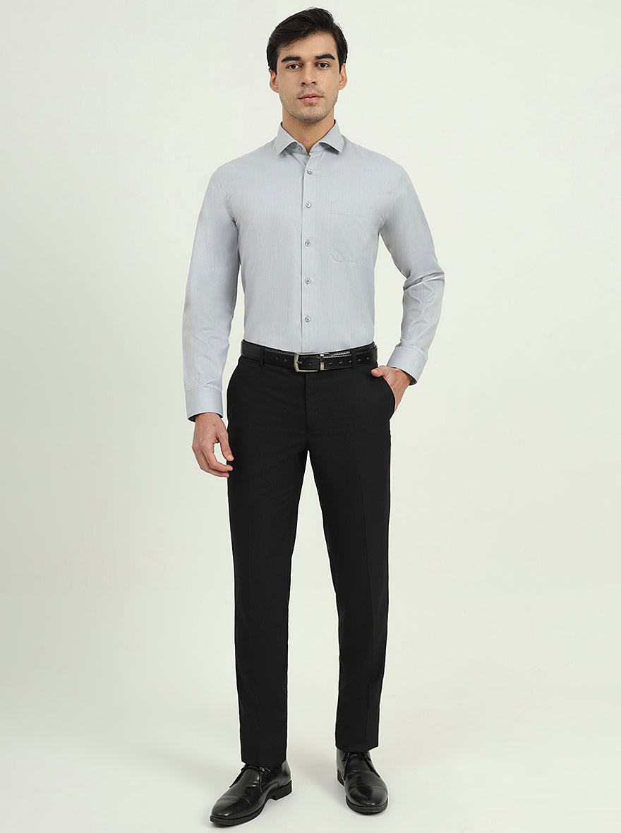 Grey Solid Regular Fit Formal Shirt | Greenfire