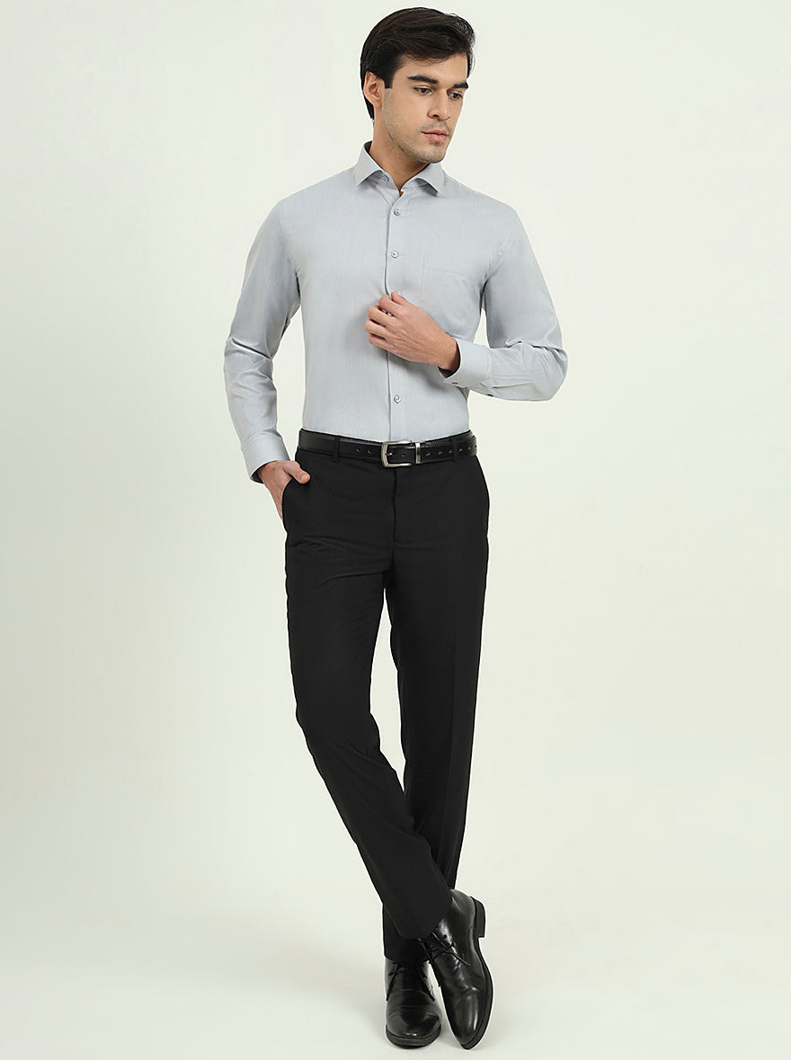 Grey Solid Regular Fit Formal Shirt | Greenfire