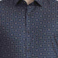 Blue Printed Slim Fit Party Wear Shirt | Greenfibre