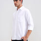 White Solid Slim Fit Casual Shirt | Greenfibre
