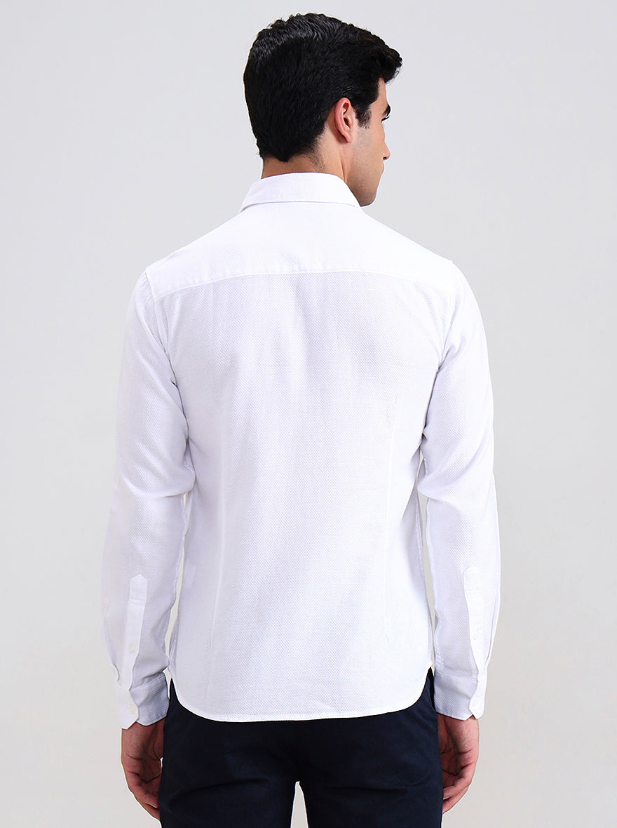White Solid Slim Fit Casual Shirt | Greenfibre