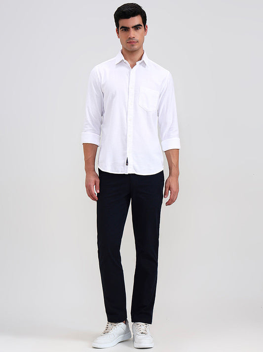 White Solid Slim Fit Casual Shirt | Greenfibre