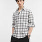 White & Black Checked Slim Fit Casual Shirt | Greenfibre