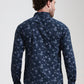 Navy Blue Printed Slim Fit Casual Shirt | Greenfibre