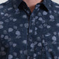 Navy Blue Printed Slim Fit Casual Shirt | Greenfibre