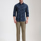 Navy Blue Printed Slim Fit Casual Shirt | Greenfibre