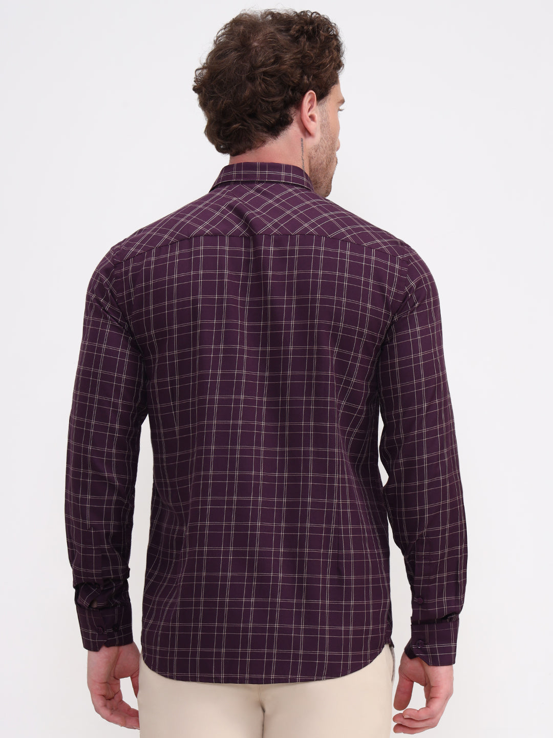 Purple Checked Smart Fit Semi Casual Shirt | Greenfibre