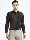 Brown & Blue Checked Slim Fit Formal Shirt | Greenfibre