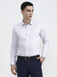 White & Blue Printed Slim Fit Formal Shirt | Greenfibre