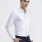 White & Blue Printed Slim Fit Formal Shirt | Greenfibre