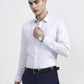 White & Blue Printed Slim Fit Formal Shirt | Greenfibre