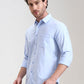 Blue Solid Slim Fit Casual Shirt | Greenfibre