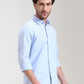 Blue Solid Slim Fit Casual Shirt | Greenfibre