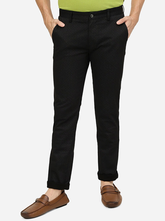 Black Solid Super Slim fit Casual Trouser | Greenfibre