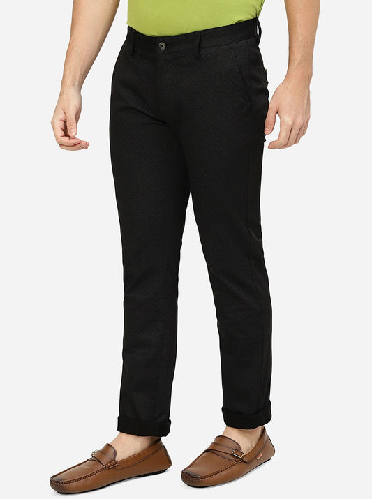 Black Solid Super Slim fit Casual Trouser | Greenfibre