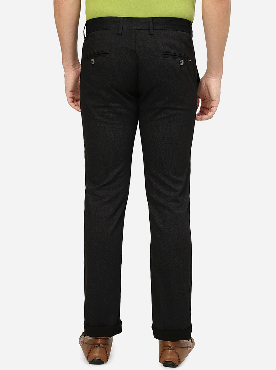 Black Solid Super Slim fit Casual Trouser | Greenfibre